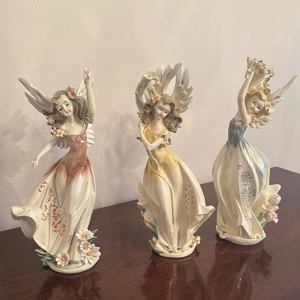 Elegant Fairy Figurine Set - Multicolor